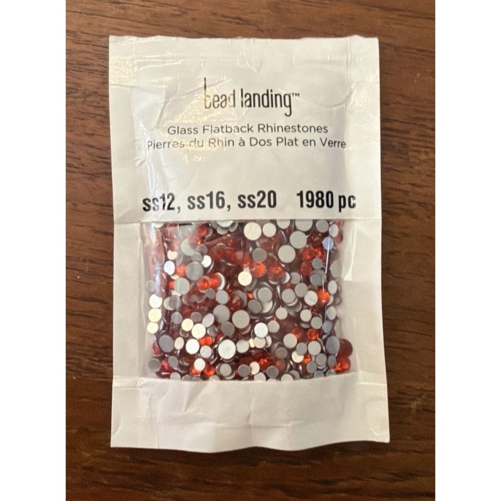Michaels Bead Landing Orange Glass Flat Back Rhinestones 3 Sizes Opened Not Used